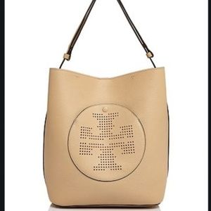 Tory Burch Perforated Logo Hobo Tote Bag